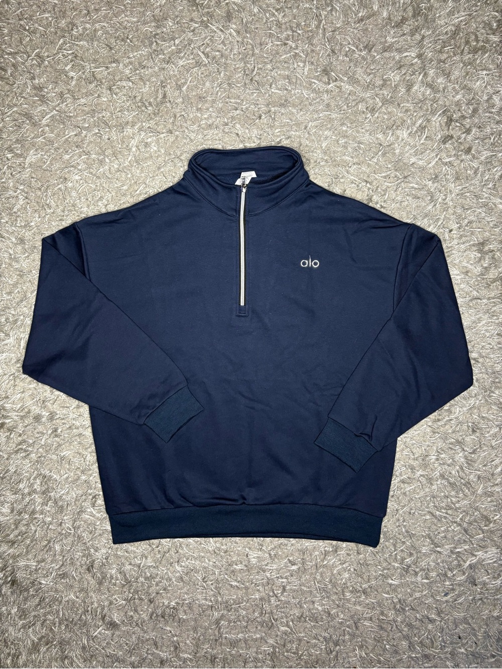 ALO Yoga Men's Navy Blue Quarter Zip Pullover Sweatshirt